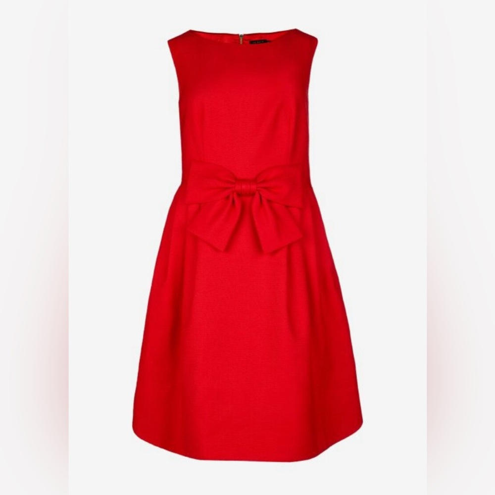 Ted Baker Nuhad Fit and Flare Red Sleeveless Bow Mini Dress